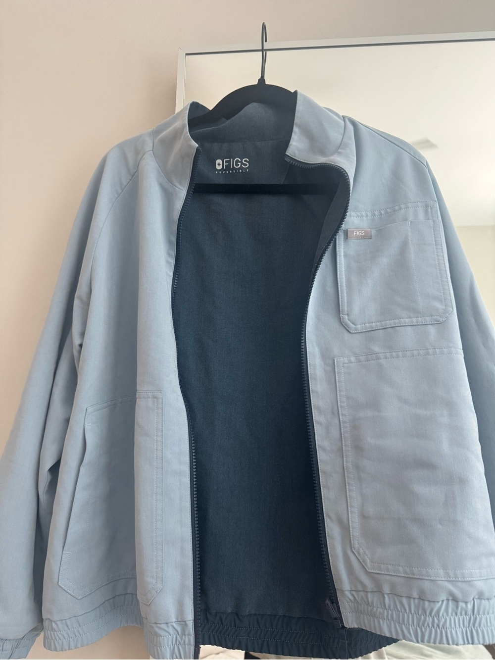 FIGS Limited Edition Dusty Blue Reversible Jacket